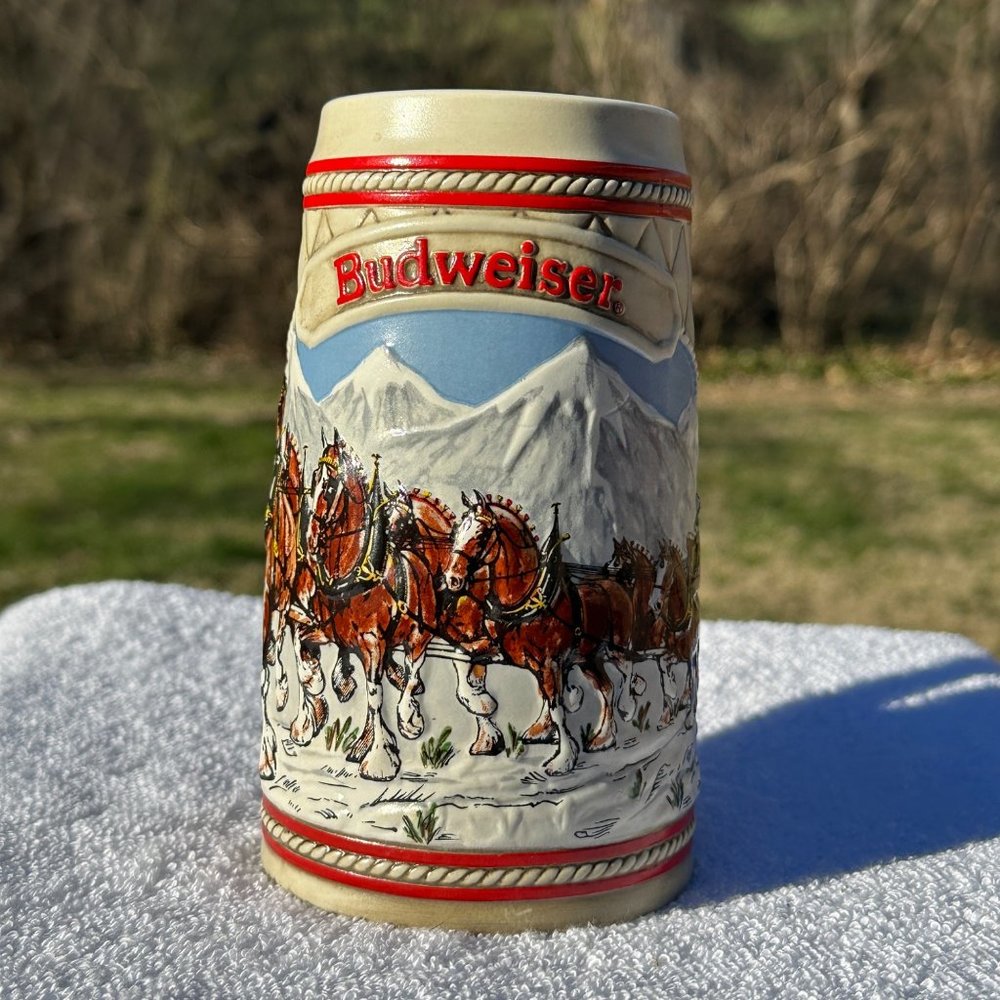 Budweiser Clydesdales A Series Snow Capped Mountains Collectible Stein - 1985